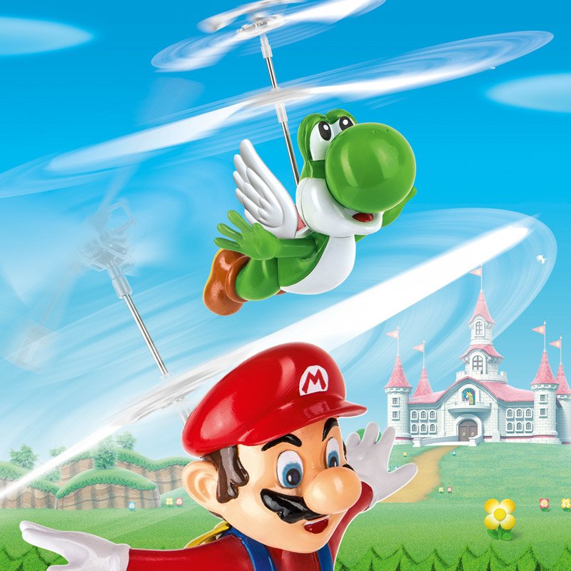 Carrera Toys Super Mario - Flying Cape Yoshi, Helicóptero, Listo Para Volar Al Sacarlo De La Caja (Rtf, Ready-To-Fly), Motor Eléctrico, Rotores Coaxiales, Cabeza Del Rotor Sin Barra Estabilizadora (Fbl), 2 Rotores