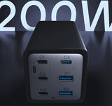 Conceptronic Cargador 4port 200w,4xusb-C,2xusb-A +3-In-1 Sw