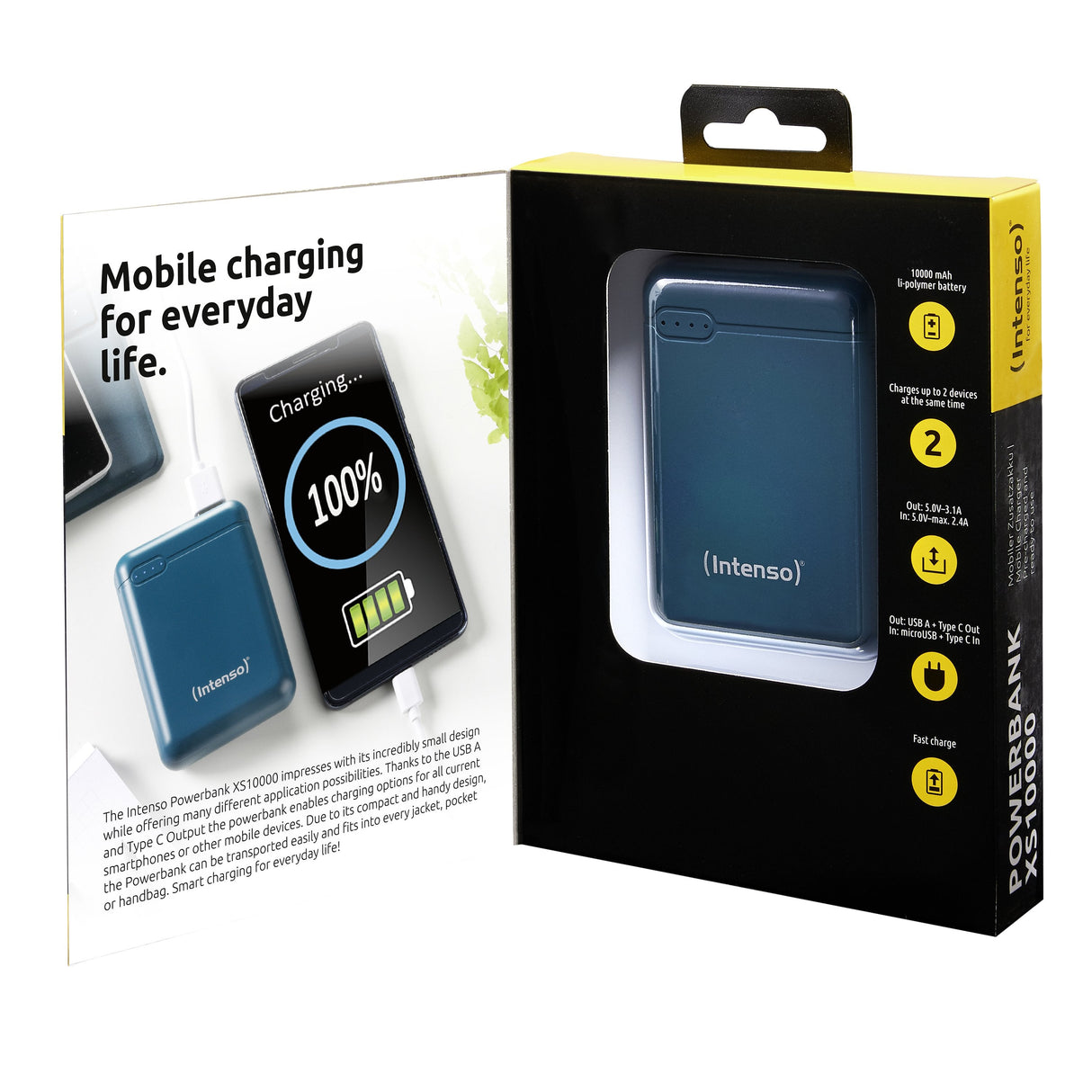 Intenso Powerbank Xs10000 Petrol 10000 Mah Inkl. Usb-A To Type-C