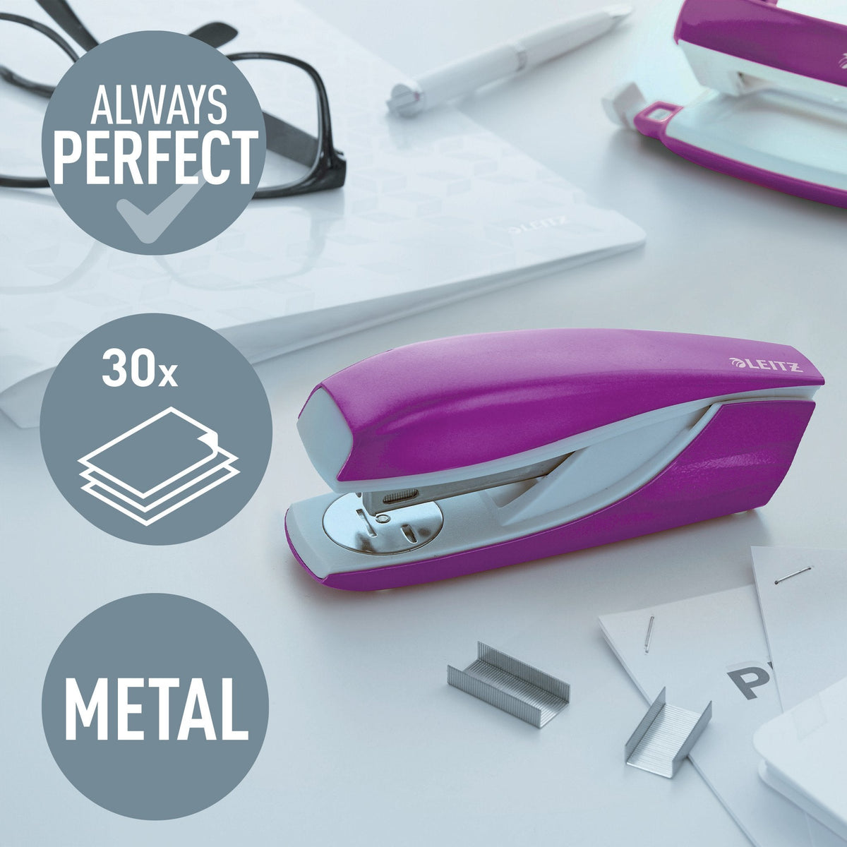 Leitz Grapadora Nexxt 5502 Wow Violeta-Metallic
