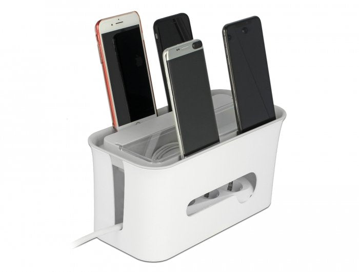 Caja De Gestión De Cables De Delock Con Compartimento De Almacenamiento Blanco/Gris 18290