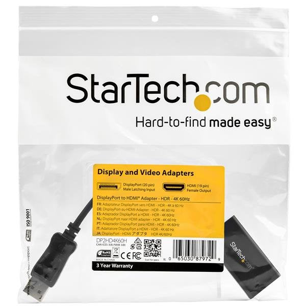 Displayport To Hdmi Adapter Hdrcabl 4k 60hz Dp 1.4 Hdmi 2.0b