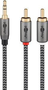 Cable  1,0m 3.5mm M (3-Pin, St) A 2xrca M Flexiplus Nylon Goobay