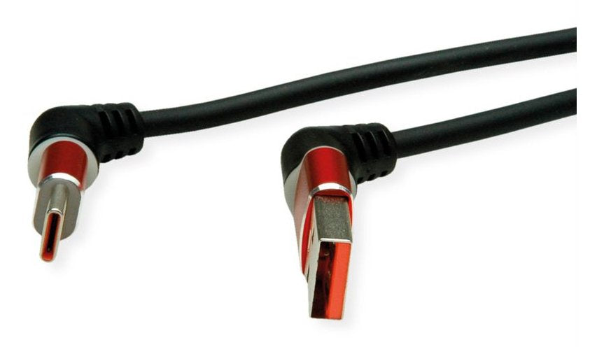 Roline Usb 2.0 Cable Typ-C - Typ-A St St 360 Rotation Schwarz   Rot 2m