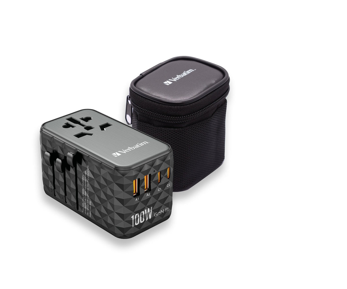 Cargador De Pared Universal Verbatim Uta-06 Gan Iii Toma De Corriente Universal 2xusb Tipo-C 2xusb 100w