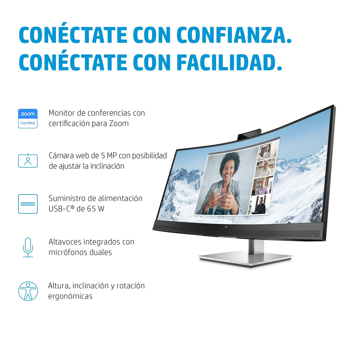 EAN 0195908729778 - HP E34m G4 WQHD Curved USB-C Conferencing Monitor pantalla para PC 86,4 cm (34") 3440 x 1440 Pixeles Wide imagen 14