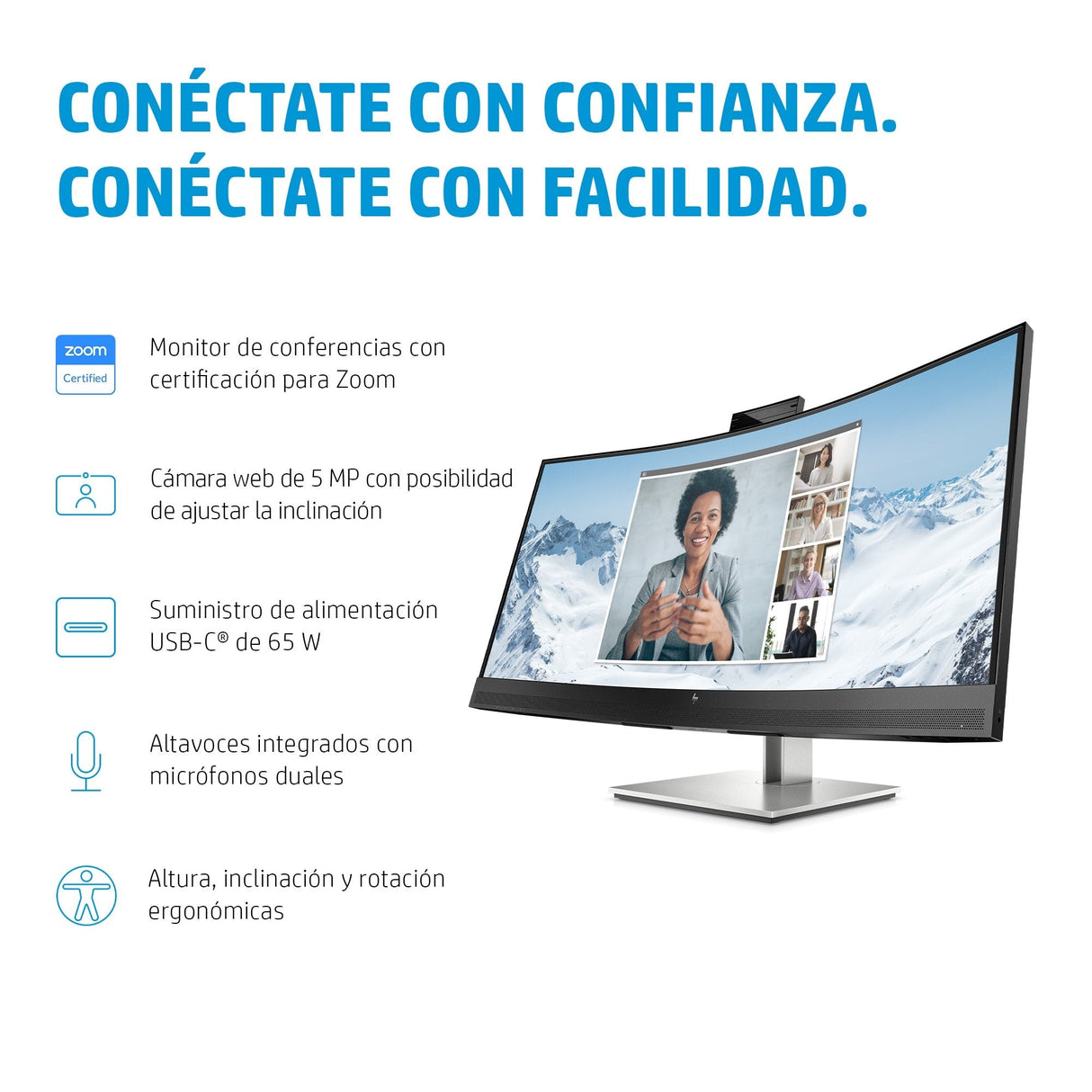 EAN 0195908729778 - HP E34m G4 WQHD Curved USB-C Conferencing Monitor pantalla para PC 86,4 cm (34") 3440 x 1440 Pixeles Wide imagen 14