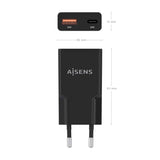 Aisens Cargador Gan Ultra Delgado 30w, 1xusb-C Pd3.0 Qc4.0, 1xusb-A Qc3.0, Negro