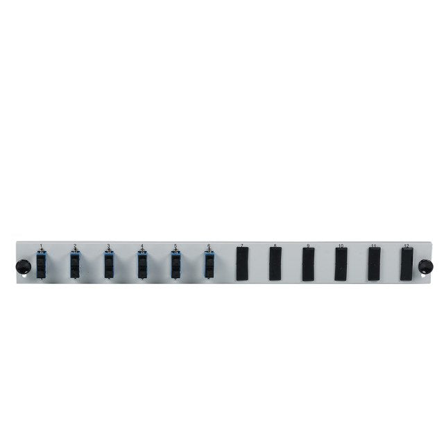 Efb Bestckte 12 Port Frontblende Mit 6 X Sc Duplex Kupplung Om4 Vertikal, Grau