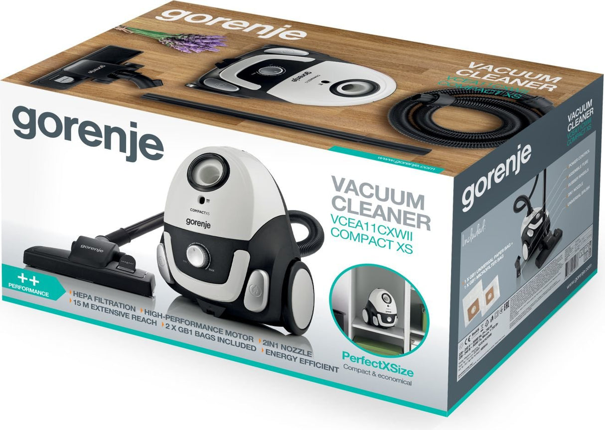 Aspirador Gorenje Vcea11cxwii, En Bolsa, Potencia 750 W, Blanco