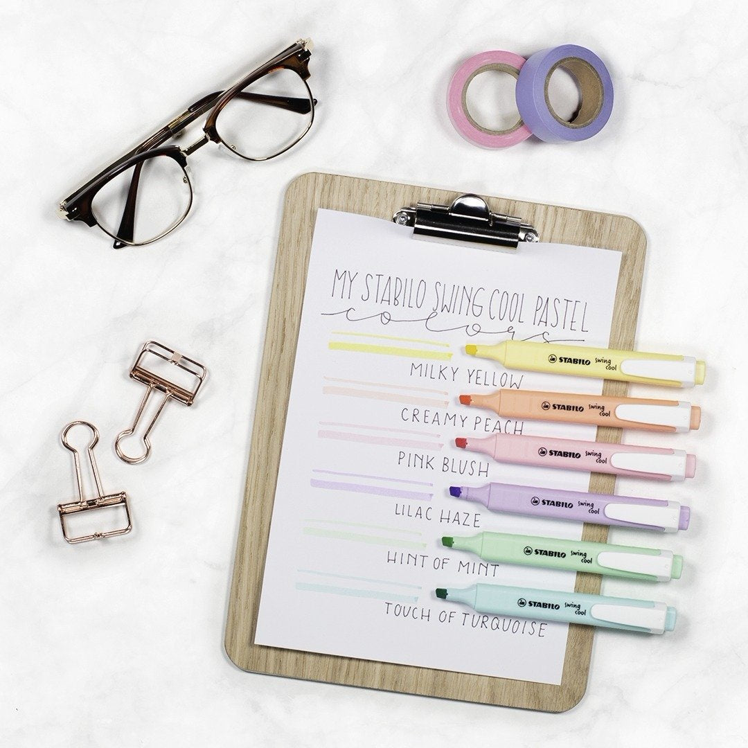 Estuche 4 Rotuladores Stabilo Swing Cool Pastel Turquesa / Menta / Rosa / Violeta Colores Pastel Tecnología Anti-Secado 2 Anchos De Trazo (1+4