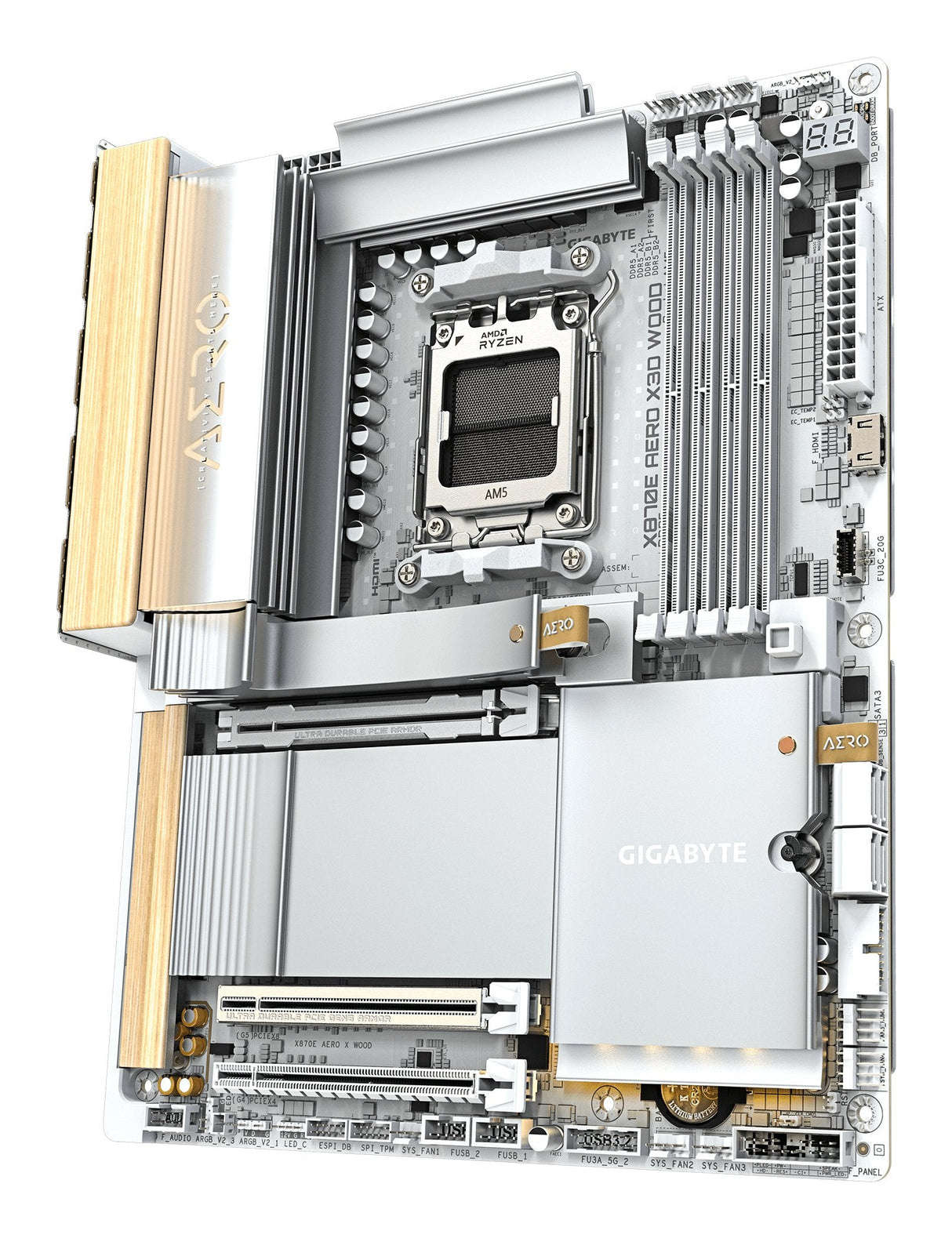 Placa Base Gigabyte X870e Aero X3d Wood Plateado