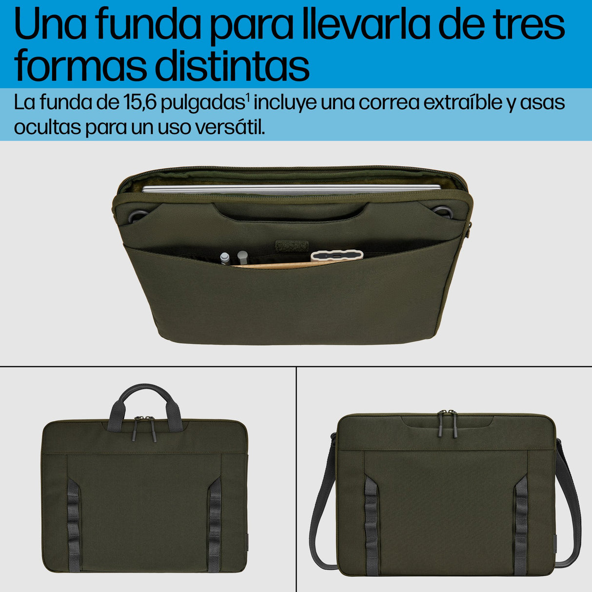 EAN 0197961660302 - HP 15.6 Modular Laptop Sleeve 39,6 cm (15.6") Verde, Gris imagen 3