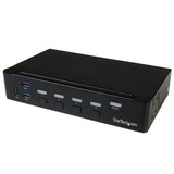 Startech.Com Switch Conmutador Kvm De 4 Puertos Displayport 4k Con Hub Usb 3.0 Para Periféricos Conmutador Kvm / Usb 4 X Kvm / Audio / Usb + 3 X Superspeed Usb 1 Usuario Local Montaje En Rack Ca 120/230 V / Cc 9 12 V Para P/N: Sv431rack