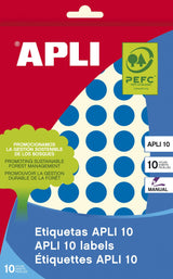 Apli Etiquetas 10 Azules Ø 13mm 8 Hojas