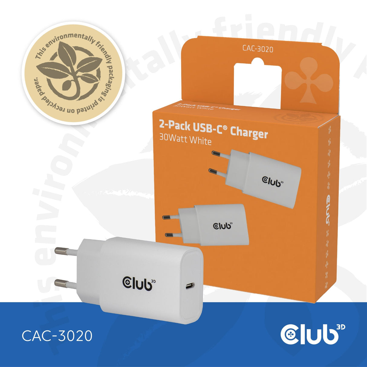 Club3d Lifemyle Cargador Usb-C 30watt, 2mk Blanco Retail