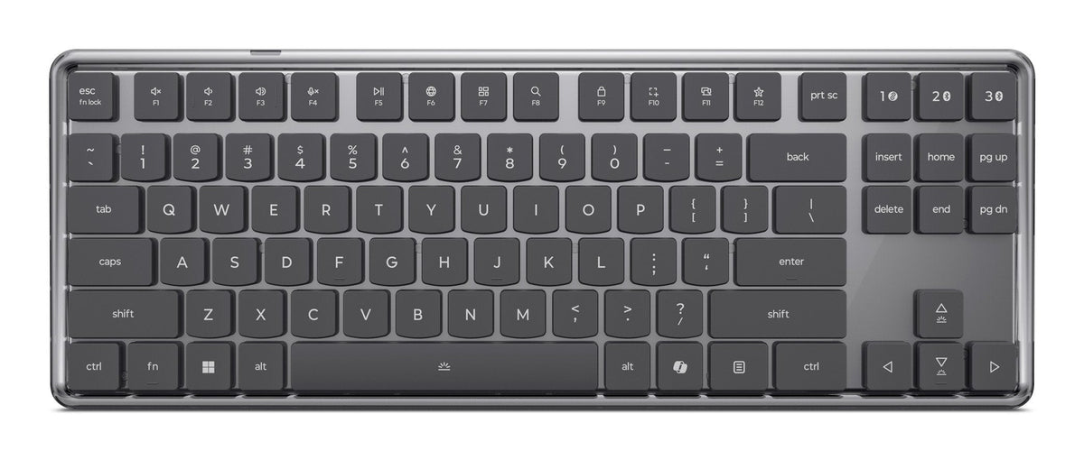 Lenovo 4y41v37355, Tenkeyless (80 - 87 %), Con Cable & Inalámbrico, Usb + Rf Wireless + Bluetooth, Optischer Schlüsselschalter, Led, Gris