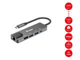 Equip Dock Usb-C->Hdmi, Gigabit Lan, 2xusb3.0, 100wpd 0,25m