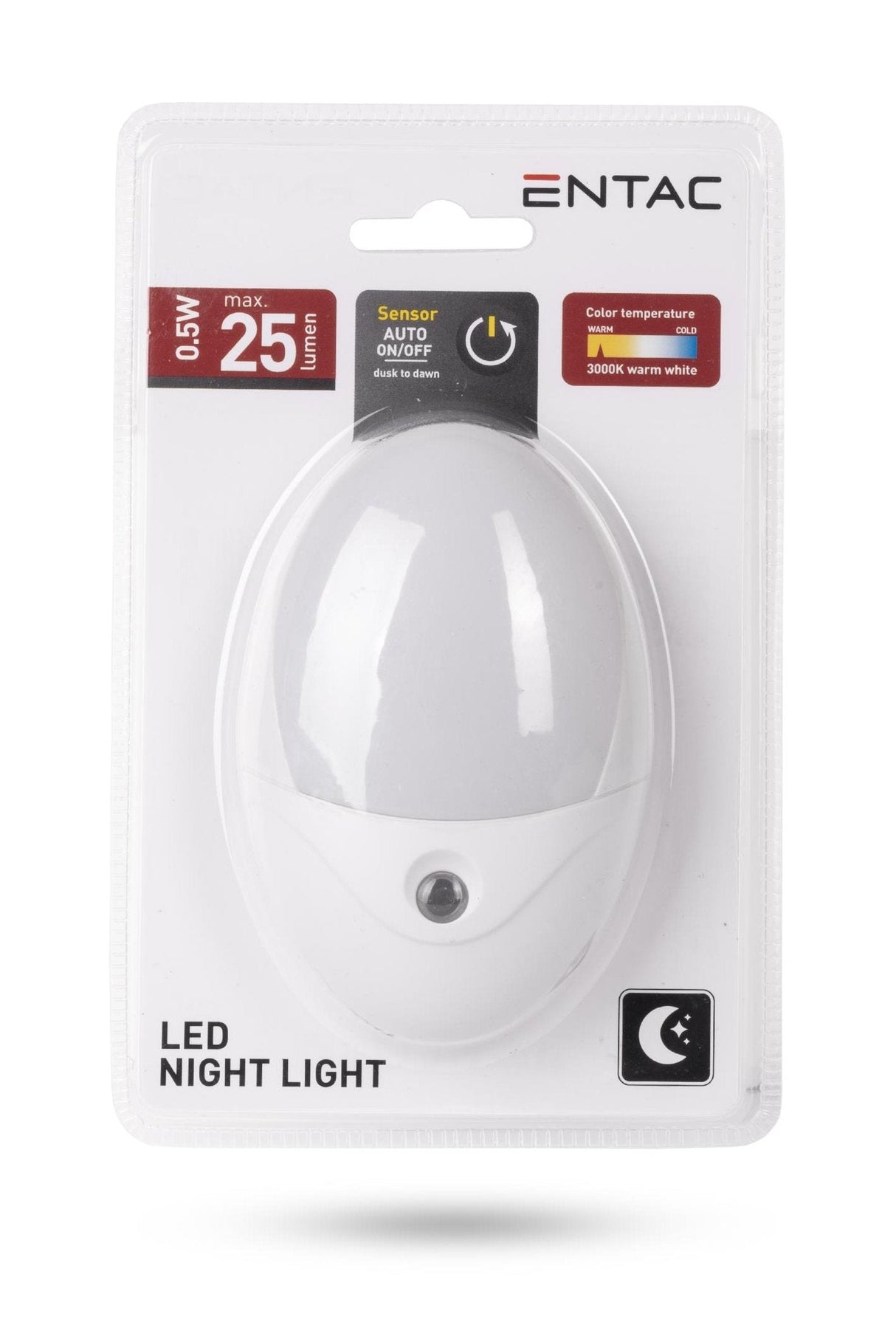 Entac Nachtlicht 0.5w Oval Ww Blanco Dämmerungssensor