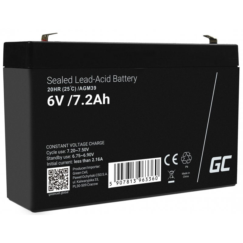 EAN 5907813963360 - Green Cell AGM39 batería recargable industrial Sealed Lead Acid (VRLA) 7200 mAh 6 V imagen 1