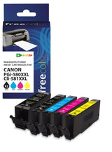 Cartucho Freecolor Canon Pgi-580xxl Negro+Cli-581xxl Bk C M Y Remanufacturado