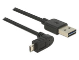 Delock Cable Easy-Usb 2.0 Typ-A Stecker > Easy-Usb 2.0 Typ Micro-B Stecker Gewinkelt Oben   Unten 2 M Schwarz