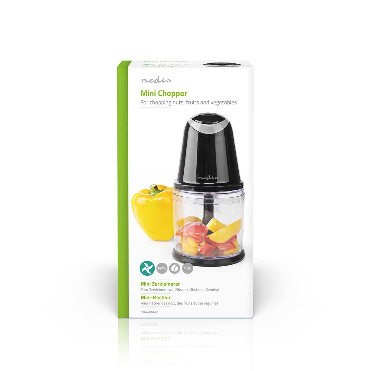 Nedis Picadora De Alimentos  260 W  0.5 L  Plstico  2 Ajustes De Velocidad  Negro