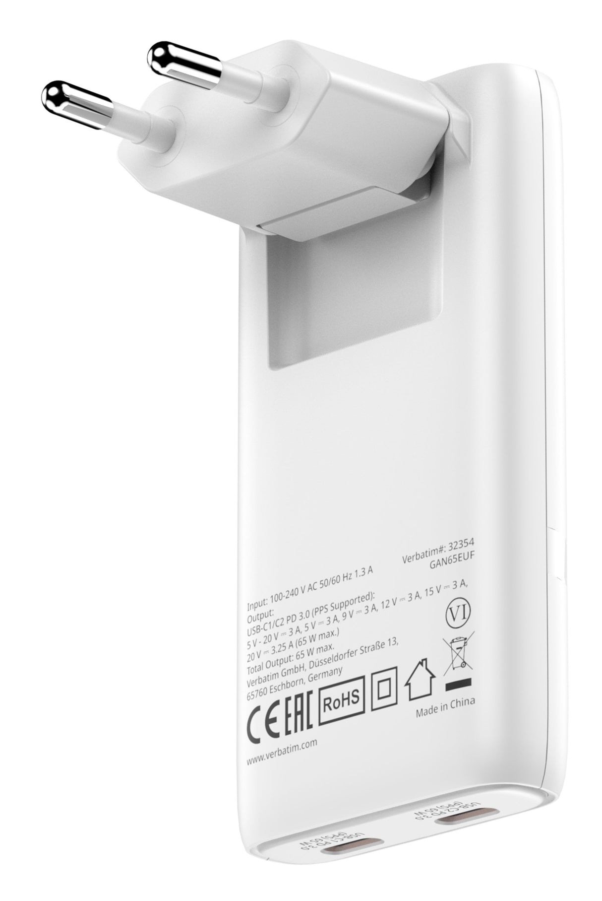 EAN 23942323556 - Verbatim 32355 cargador de dispositivo móvil Portátil, Smartphone, Tableta Blanco Corriente alterna Carga r imagen 1