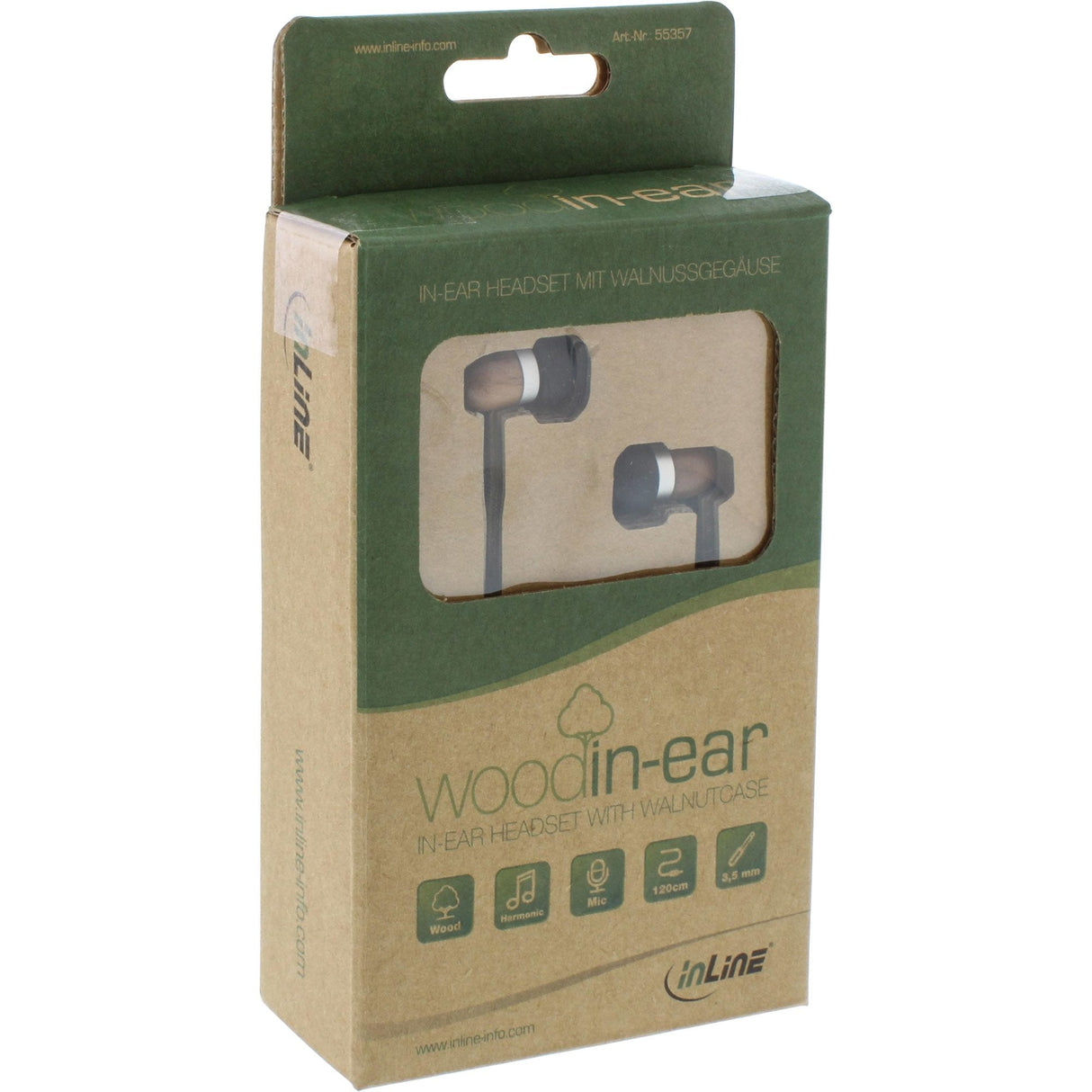 Auriculares Internos De Madera Inline "Woodin-Ear" Madera De Nogal Real