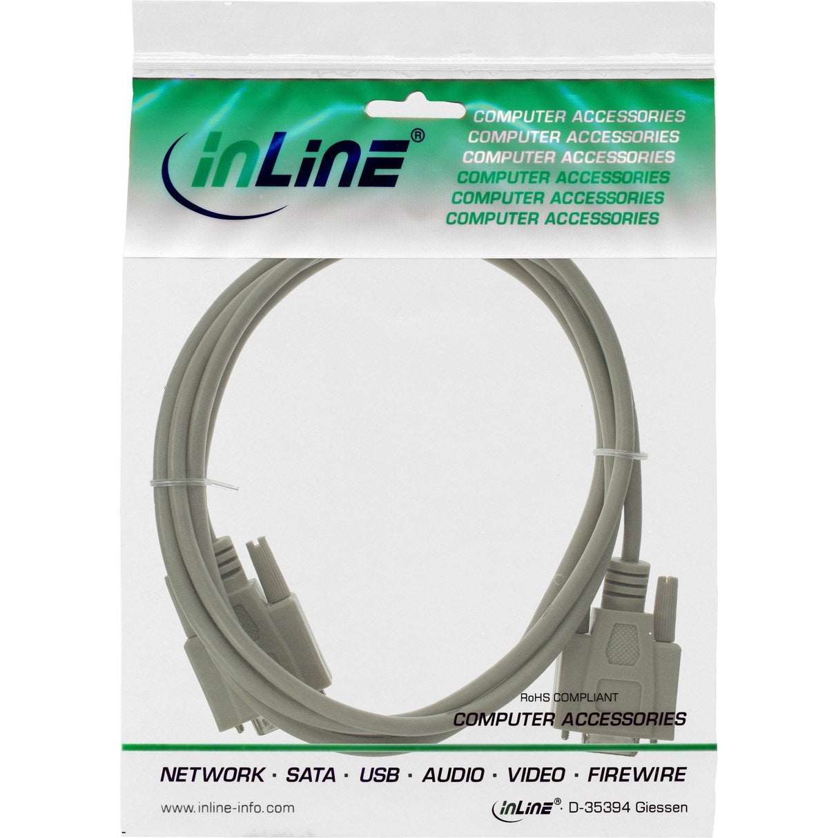 Cable De Extensión Serie Inline De 9 Pines Macho A Hembra Moldeado Directo Asignado 20 M