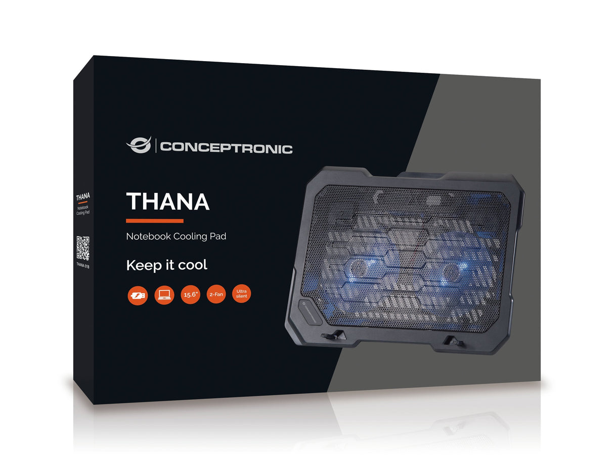 Base Refrigeracion Para Portatiles Conceptronic 2 Ventiladores 125mm Hasta 15.6