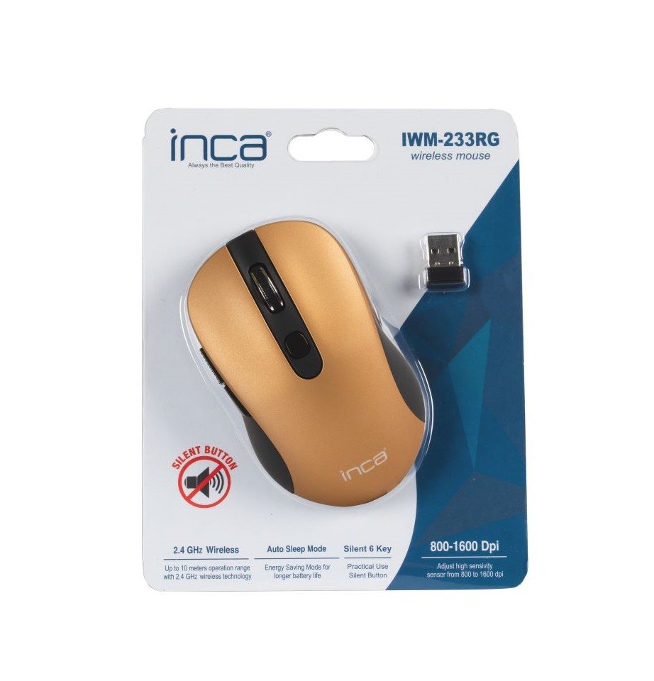 Raton Inca Iwm-233rg 1600 Dpi,Wirless,6 Tamen,Gold, 2,4ghz