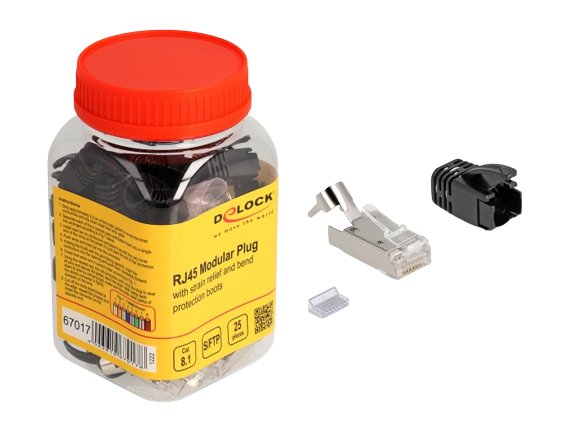 Delock 67017 Conector Modular Rj45 Cat.8.1 Protección Contra Doblado - 25 Uds