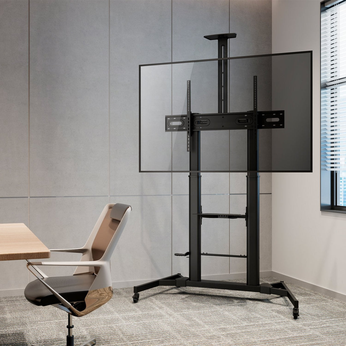 Aisens Soporte De Suelo Para Tv/Monitor De 60" A 100" - Max 100kg - Ajustable En Altura - Movimiento Horizontal Y