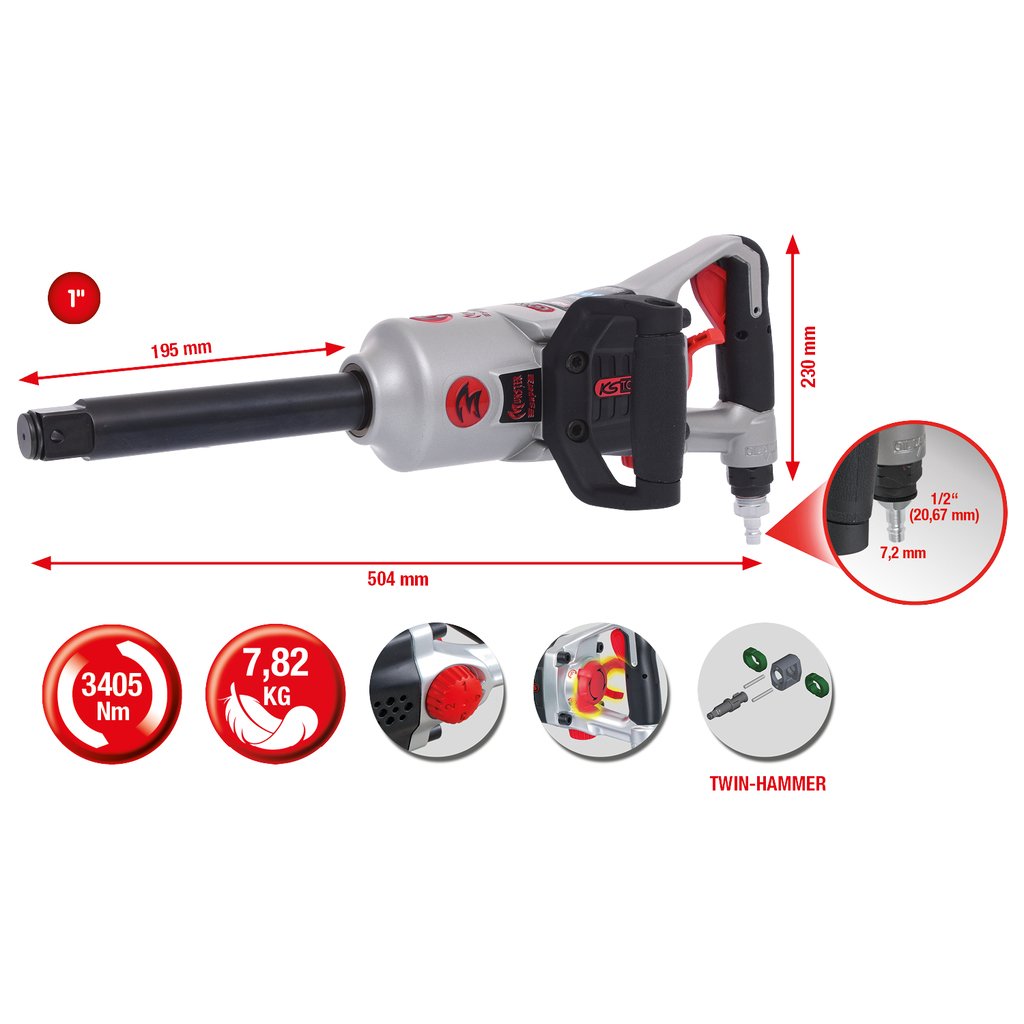 Ks Tools 1" Supermonster 3405n 504mm High Perf. Impact Wrench