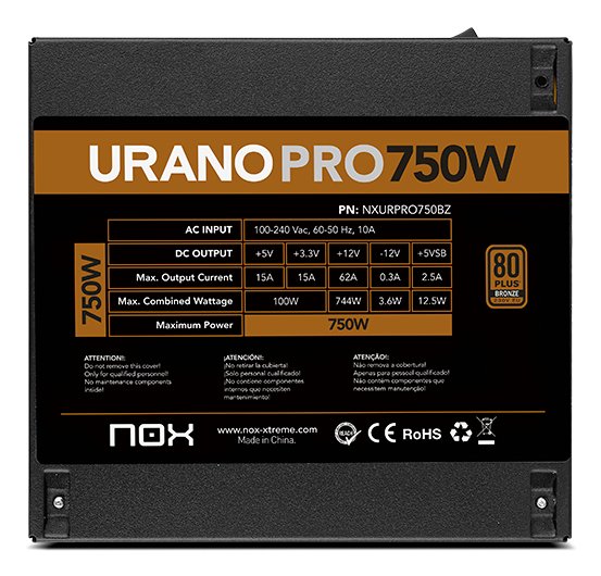 Fuente Alimentacion Atx Nox Urano Pro 750w Bronze