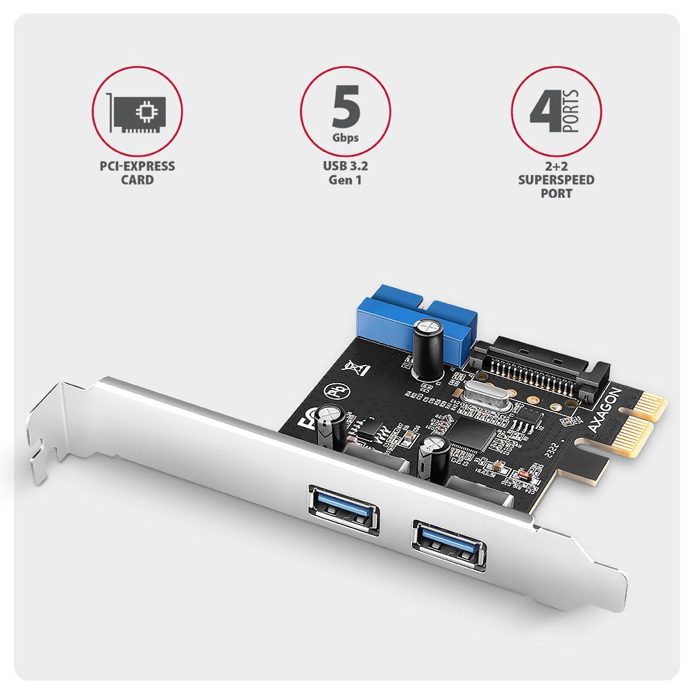 Pceu-232rs Kontroler Pcie 2+2x Port Usb 3.2 Gen 1, Uasp, Sp & Lp 15-Pin Sata Cargador
