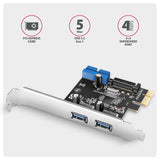 Pceu-232rs Kontroler Pcie 2+2x Port Usb 3.2 Gen 1, Uasp, Sp & Lp 15-Pin Sata Cargador