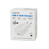 Logilink Usb-C Charger, 20 W, Gan, 1-Port, 1x Usb-C (Pd), Blanco
