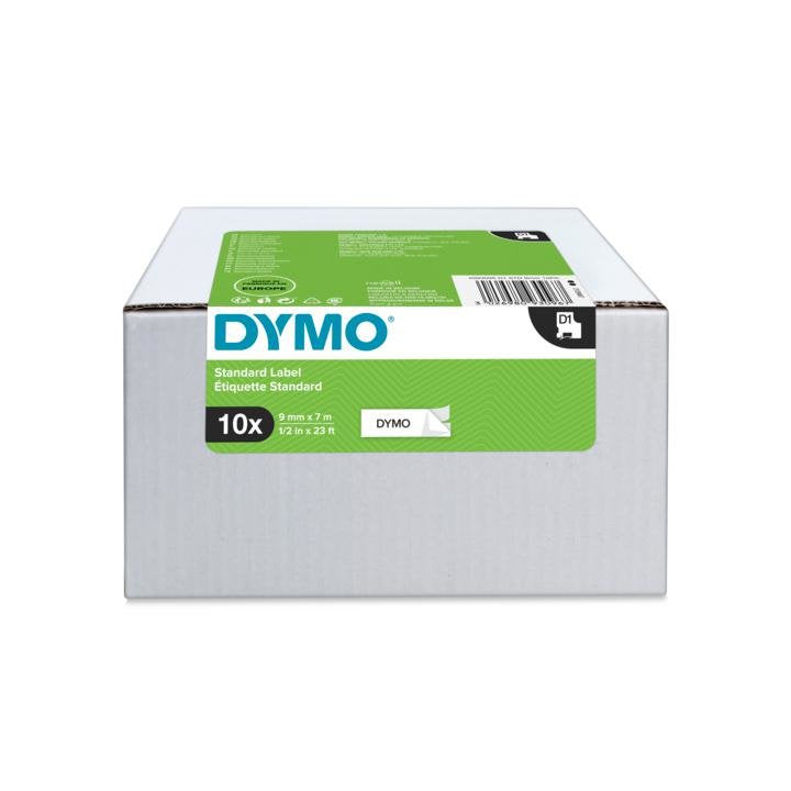 Dymo D1 Cinta Autoadhesiva Estándar, Negro Sobre Blanco, 9mmx7m, Pack De 10 S0720680 (41913)
