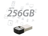 Usb-Mick 256gb Transcend Jetflash Usb3.1 Pen Drive Otg Type-A&C Silver