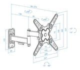 Soporte Pared Pantallas 13-43" Gira/Incli Negro