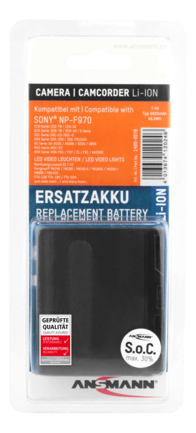EAN 4013674120246 - Ansmann A-Son NP-F970 Polímero de litio 6600 mAh imagen 6