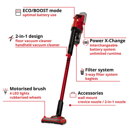 EAN 4006825659061 - Einhell TE-SV 18 Li-Solo Aspiradora escoba 2 en 1 Batería Secar Sin bolsa Negro, Rojo imagen 21