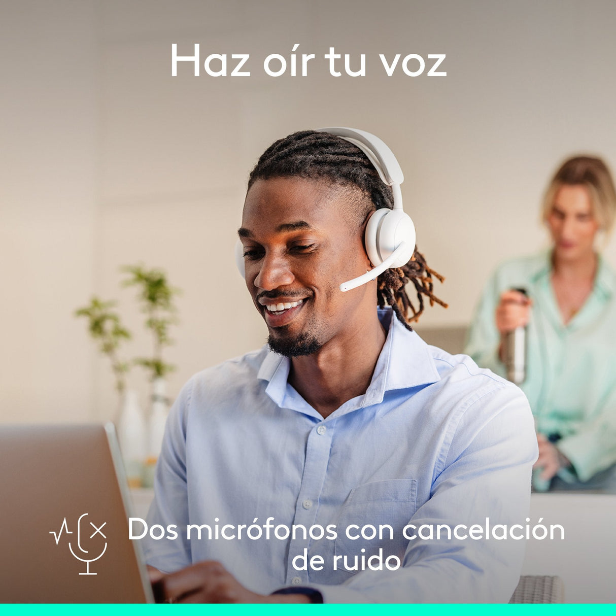 Auriculares Logitech Zone Wireless 2 Inalámbricos Bluetooth Con Cancelación De Ruido Blanco Crudo