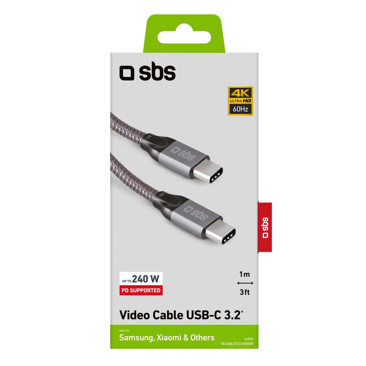 Sbs Tecabletccvideow Cable Usb 1 M Usb 3.2 Gen 1 (3.1 Gen 1) Usb C Blanco