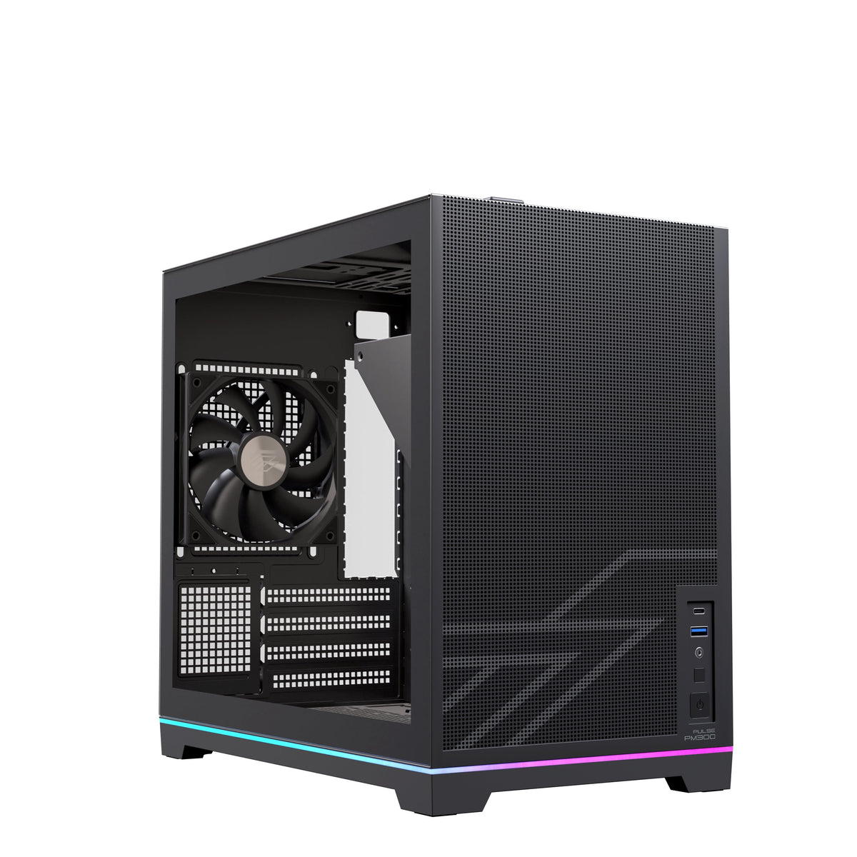Caja Pc  Micro-Atx Semitorre Einarex Pm300 Core C-Templado Negra Excs-Pm-300c-B