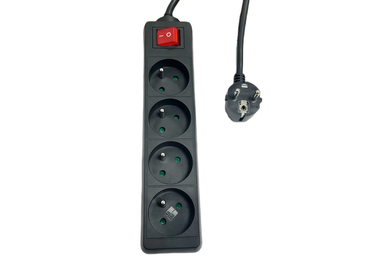 4-Way Power Strip On/Off  Switch French Type E, 1.5m