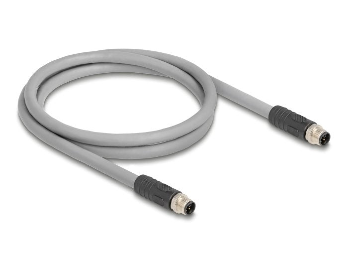 Delock M12 Cable L-Kodiert 5 Pin Stecker Zu Stecker Pur Schleppkettentauglich 5 M Grau