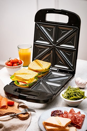 EAN 5903887802031 - Adler AD 3055 sandwichera 2000 W Negro, Plata imagen 9